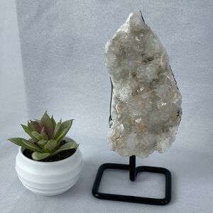 Stunning Apophyllite Cluster With Dainty Peach Stilbite On Stand